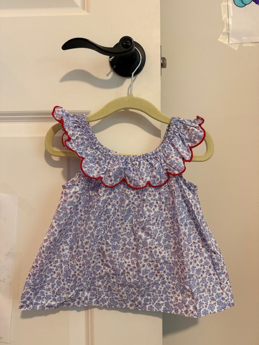 Bisby Kids Kate Top Red White Blue Floral Print Size 2